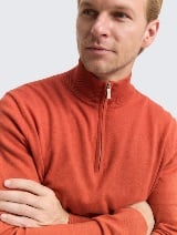 Pulover din bumbac şi caşmir - Portocaliu_6782758