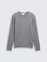 Pulover din bumbac şi caşmir - Gri_6208081