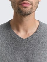 Pulover din bumbac şi caşmir - Gri_6208081
