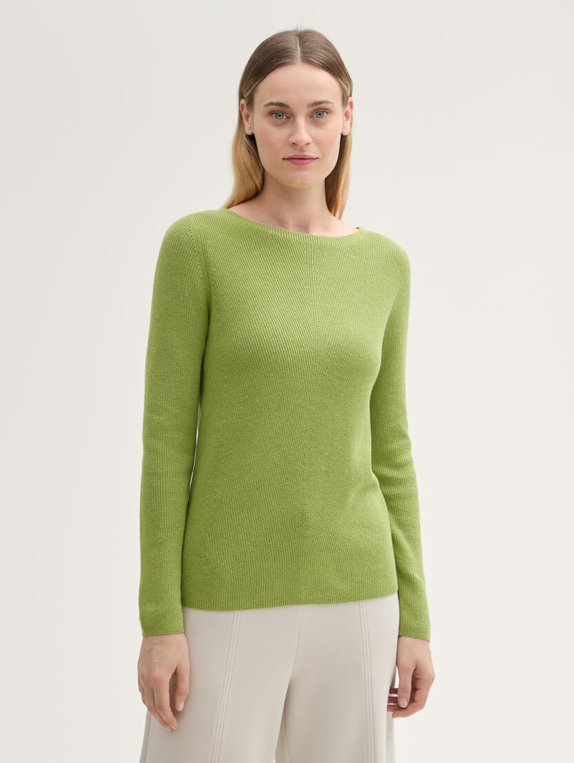 Rebrasti džemper - Zelena-1045554-36885-15