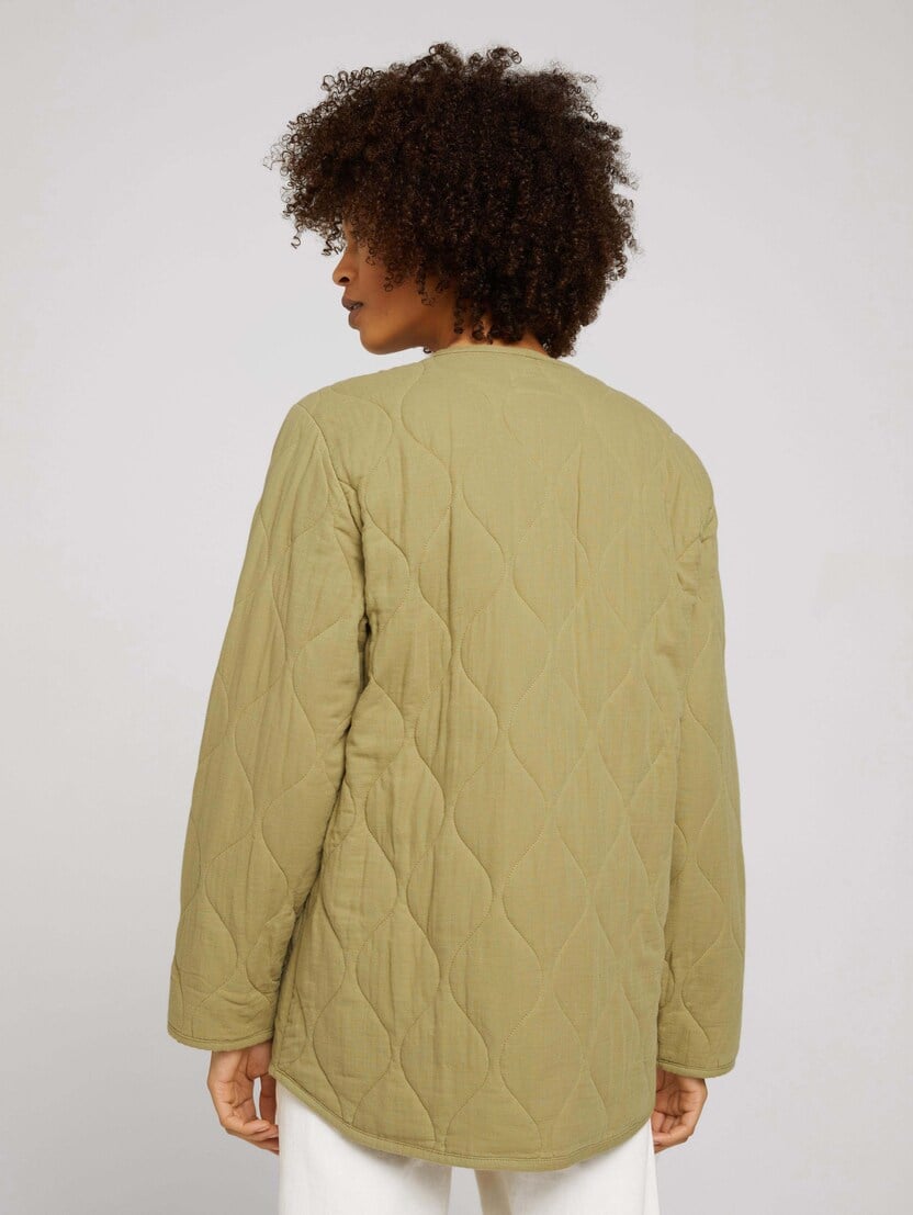Lagano podstavljena pamučna jakna s prošivenim uzorkom - Zelena_2805224