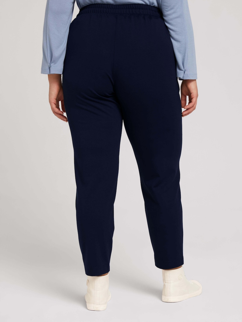 Opuštene rastezljive hlače s elastičnim pojasom - Plava_616927