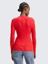 Pulover tricotat cu nervuri - Roşu_8983980