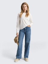 Majica rebraste strukture - Bela_4523000