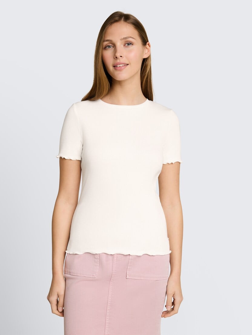 Majica rebraste strukture - Bela-1050911-10332-15