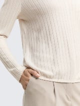 Majica rebraste strukture - Bež_137666