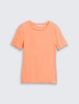 Tricou cu textură rib - Portocaliu_5477129