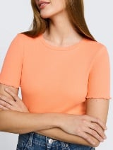 Tricou cu textură rib - Portocaliu_5477129