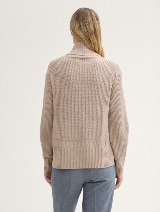 Rebrasti pleteni džemper - Bež_5320371