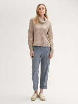 Rebrasti pleteni džemper - Bež_5320371