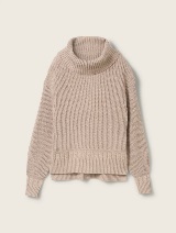 Rebrasti pleteni džemper - Bež_5320371