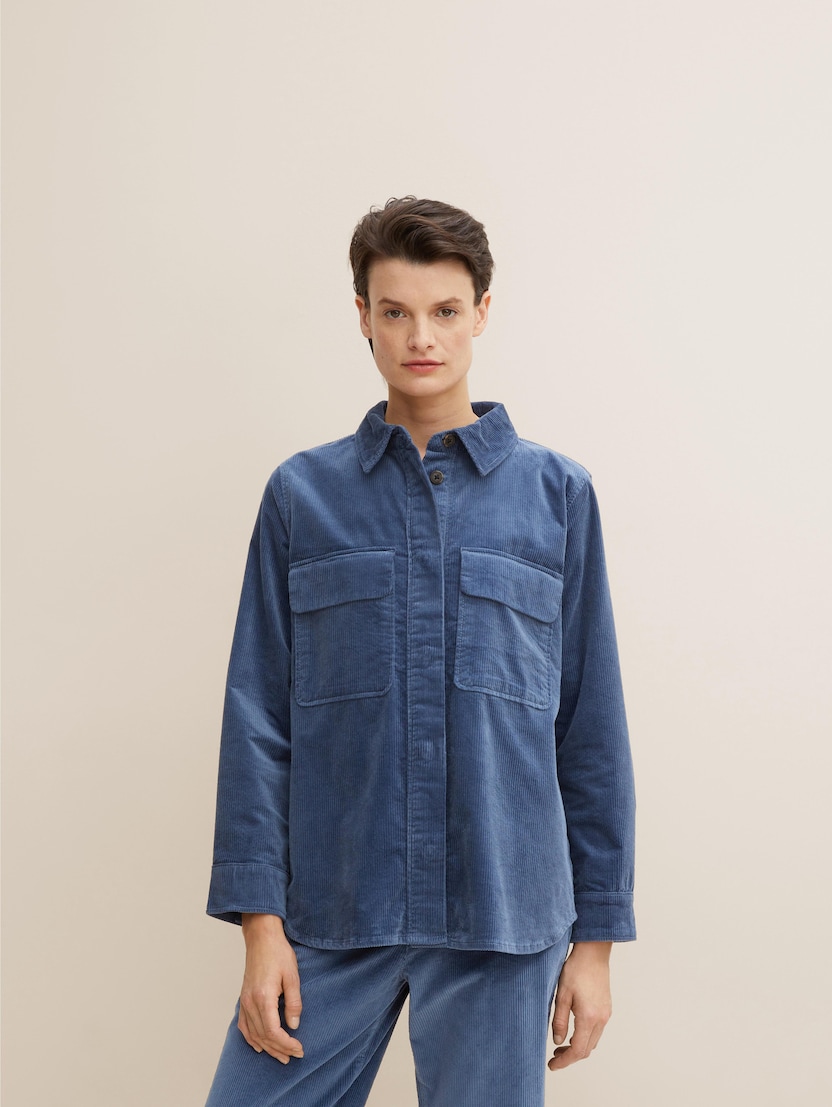 Žametna jakna z žepi - Modra-1032555-10904