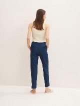 Široke hlače sa skraćenim nogavicama od mješavine liocela - Plava_9440968