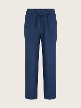 Široke lanene hlače sa skraćenim nogavicama - Plava_7305537