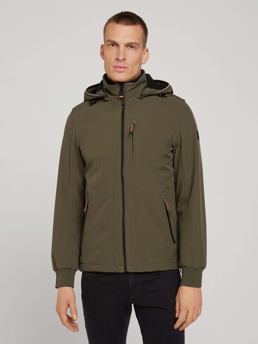  Softshell jakna s kapuco, odporna proti vetru - Zelena-1029788-10931