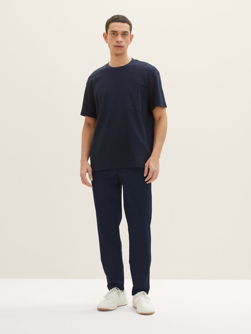 Sproščene chino hlače z zoženimi hlačnicami - Modra_8402252