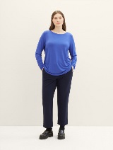 Sproščene tapered hlače - Modra_611605