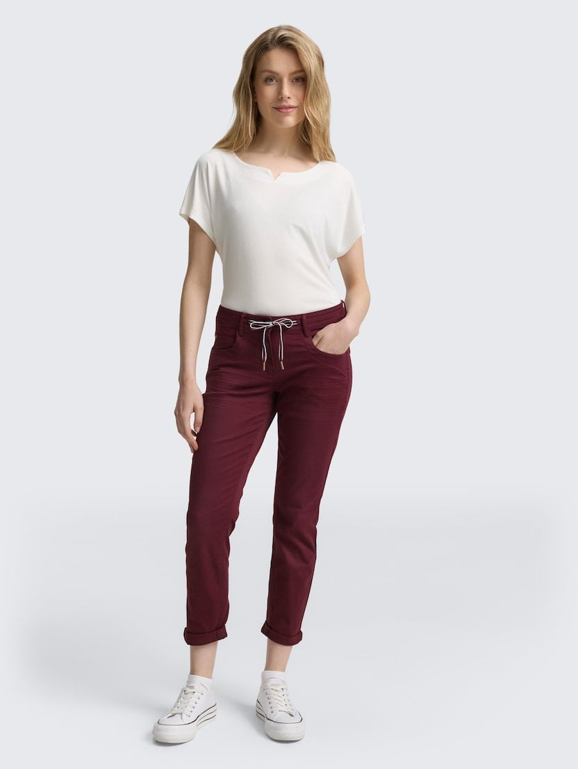 Pantaloni relaxed tapered - Roşu-1040963-16427-16