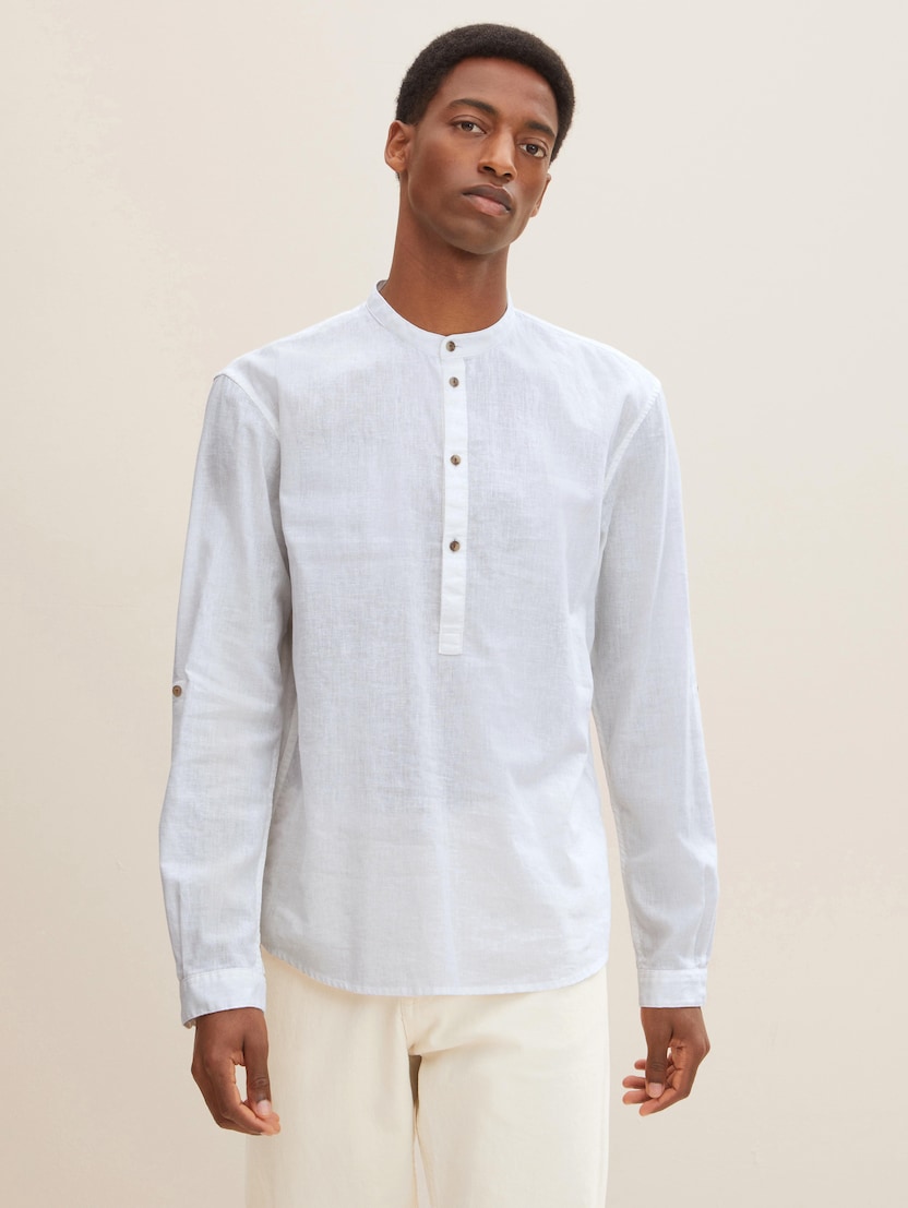 Majica u stilu tunike od mješavine lana - Bijela_8648941
