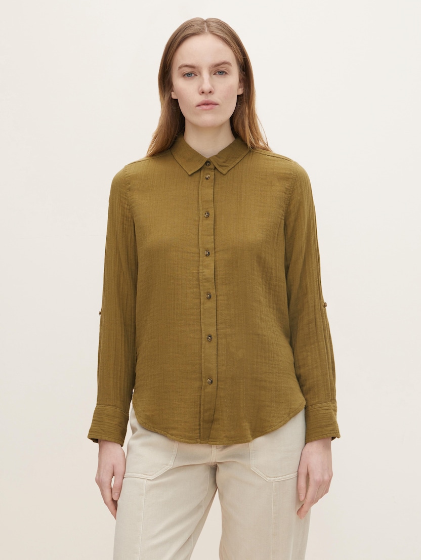 Košulja dugih rukava od mekane tetra tkanine - Zelena