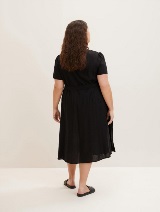 Lanena haljina s gumbima midi dužine - Crna_9347432
