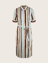 Srednje dolga obleka v stilu srajce s pisanimi črtami - Vzorec/večbarvna_5186555