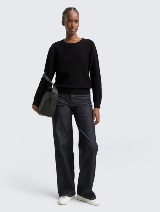 Strukturirani pleteni pulover - Crna_4561455