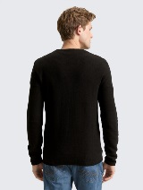 Pulover tricotat structurat - Negru_5220126