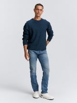 Strukturirani pleteni pulover - Plava_8002688