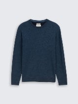 Strukturirani pleteni pulover - Plava_8002688