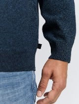 Strukturirani pleteni pulover - Plava_8002688