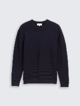 Strukturirani pleteni pulover - Plava_9725866