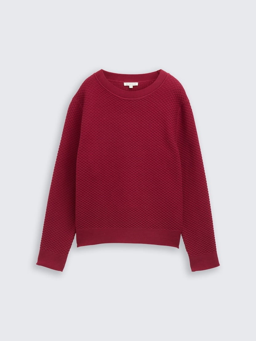 Strukturirani pleteni pulover - Crvena_641461