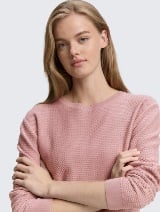 Strukirani pleteni džemper - Roze_8179270