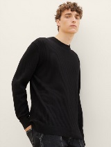 Strukturiran pleteni pulover - Črna_6722732