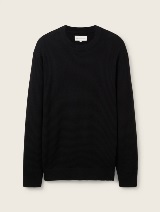 Strukturiran pleteni pulover - Črna_6722732