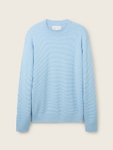 Strukturiran pleteni pulover - Modra_5720267