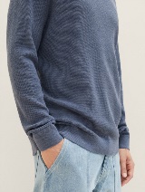Strukturirani pleteni džemper - Plava_7420954