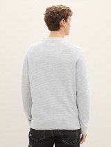 Strukturiran pleteni pulover - Siva_8446400
