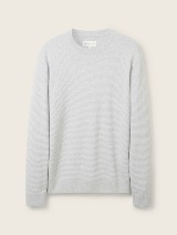 Strukturiran pleteni pulover - Siva_8446400