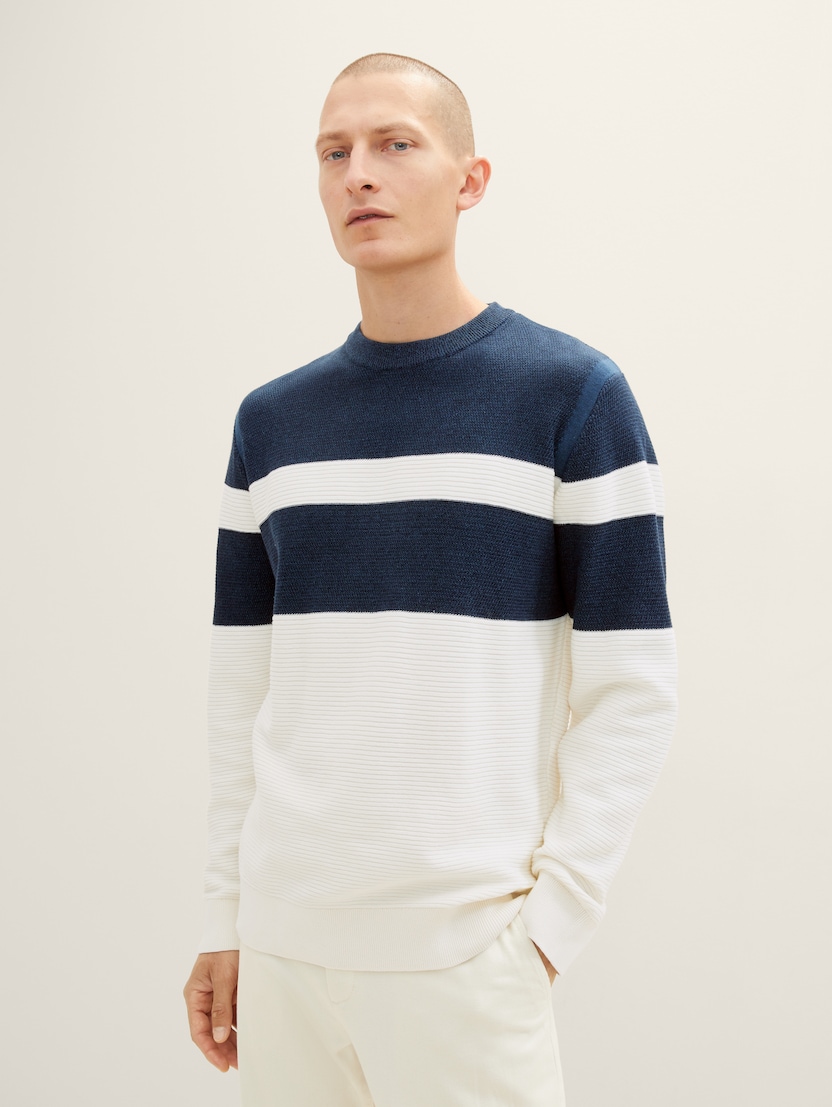 Strukturiran pleteni pulover - Vzorec/večbarvna_5306206