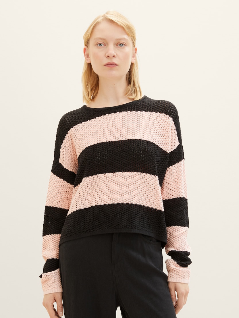 Strukturiran pulover - Črna-1038094-32458