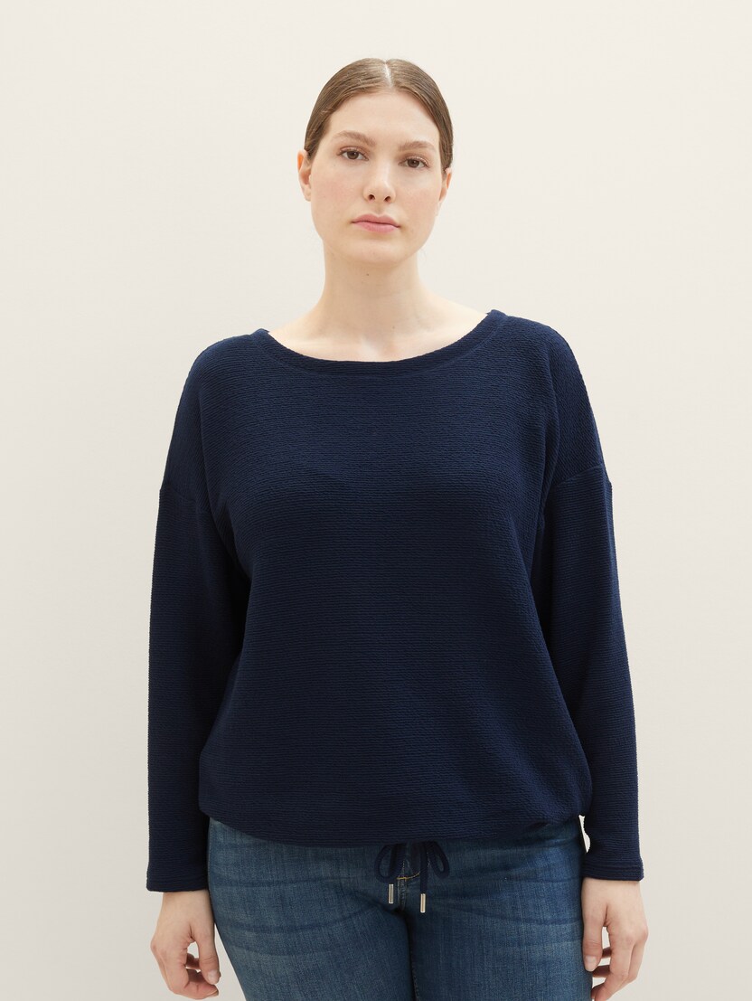 Strukturiran pulover - Modra_3656138