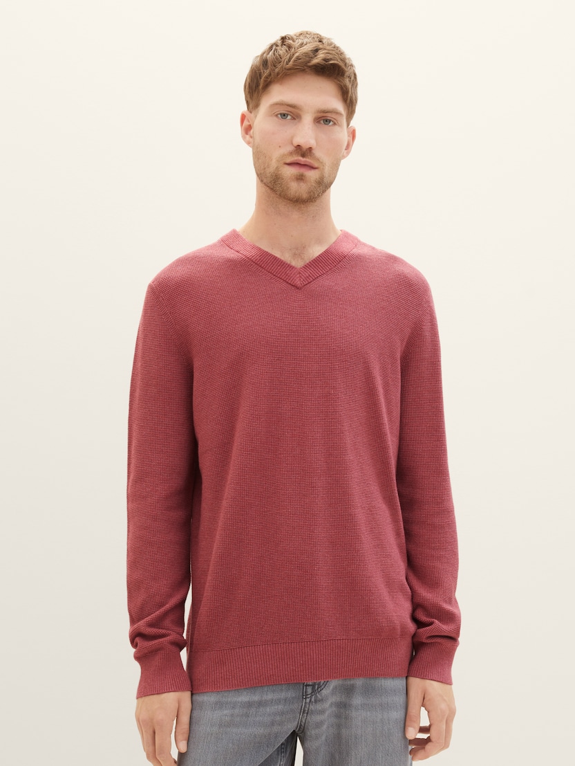Strukturiran pulover - Rdeča_6671391