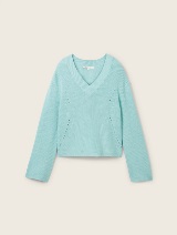 Strukturiran pulover - Zelena_3207011