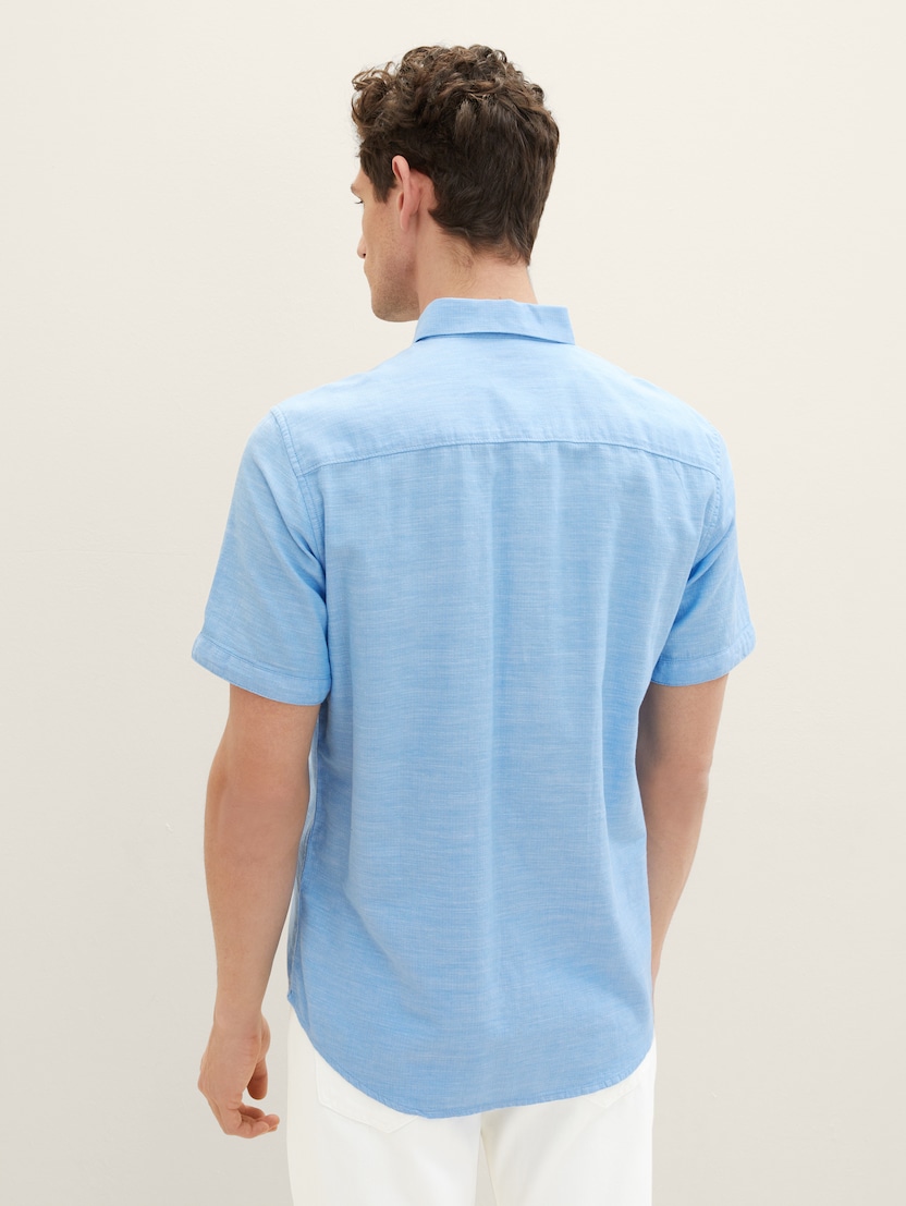 Strukturirana srajca iz pletene preje - Modra_3328622