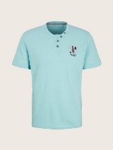 Strukturirana majica s Henley izrezom - Modra_8469928