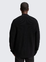 Strukirana pletena jakna - Crna_4017866