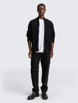 Strukirana pletena jakna - Crna_4017866