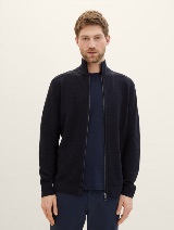 Jachetă din tricot structurat - Albastru_7301831